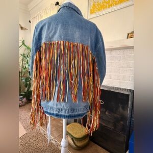Scully Women’s Denim Jacket With Fringe Western Wear Sz xl nwot Jean